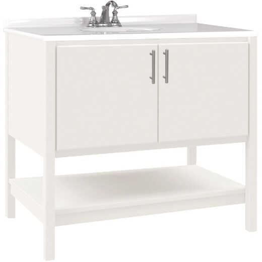 Bertch Essence 36 In. W x 34-1/2 In. H x 21 In. D White Furniture Style Vanity Base without Top, 2 Door