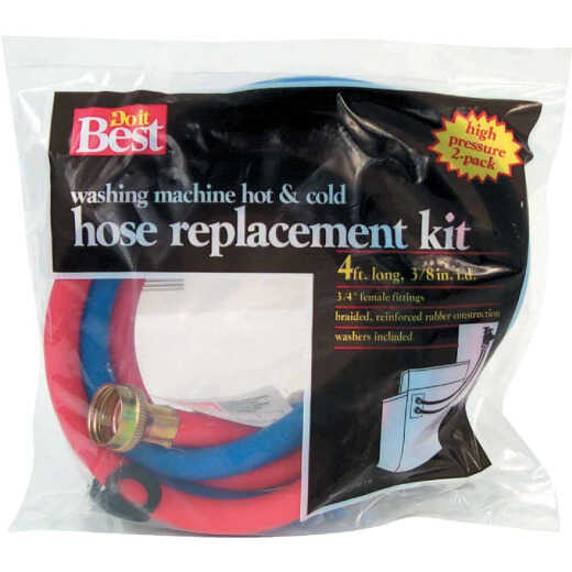 Do it Best 3/8 In. x 4 Ft. Reinforced EPDM Rubber Washing Machine Hose (2-Pack)